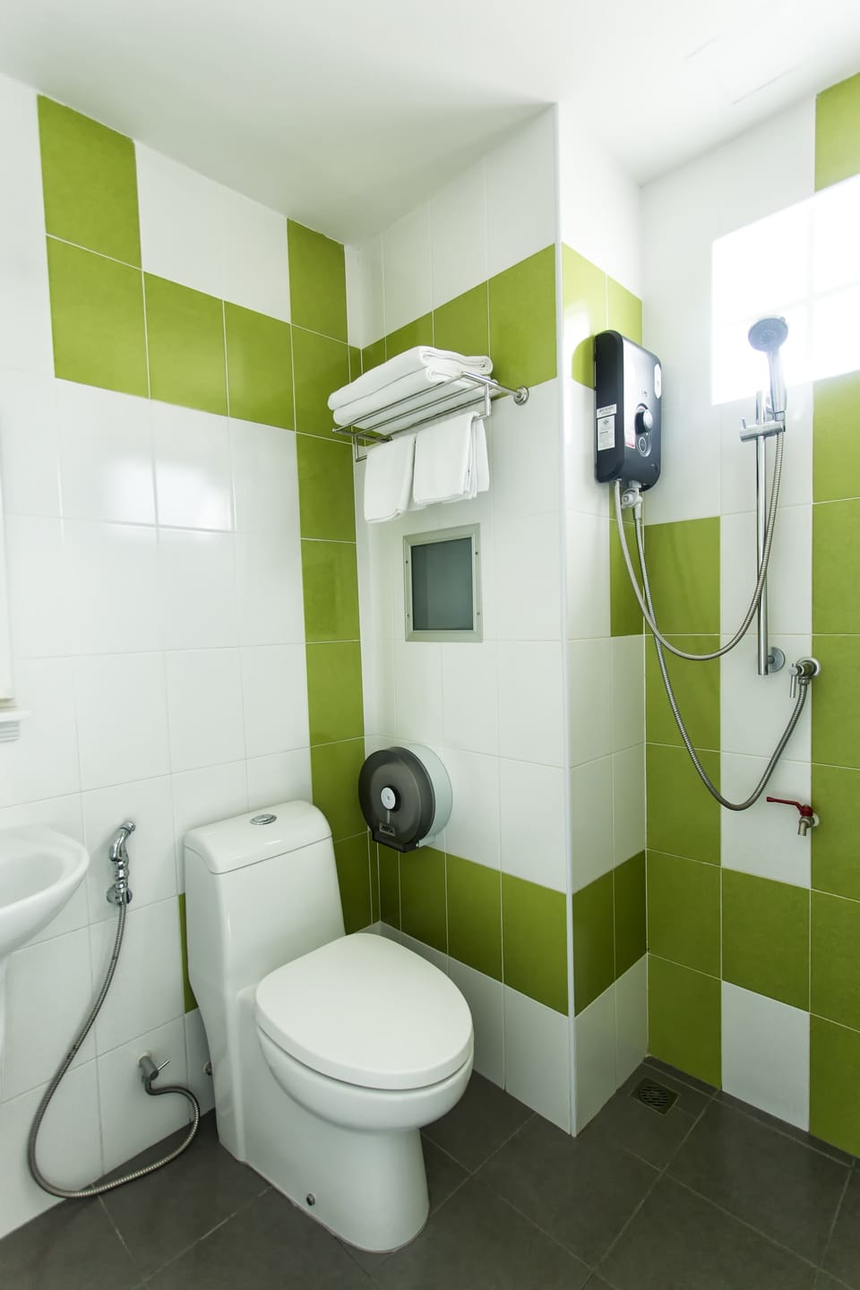 Shower, free toiletries, hair dryer (on request), towels