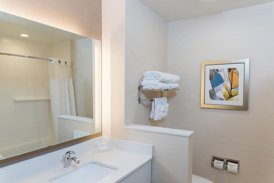 Hair dryer, towels