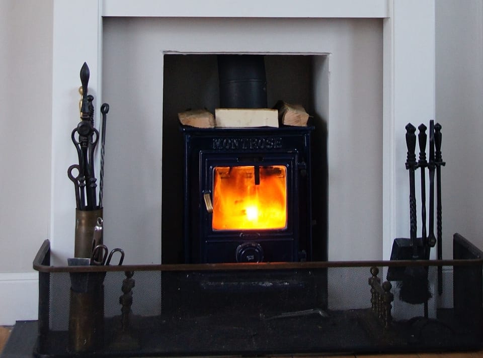 Woodburner in sitting room 