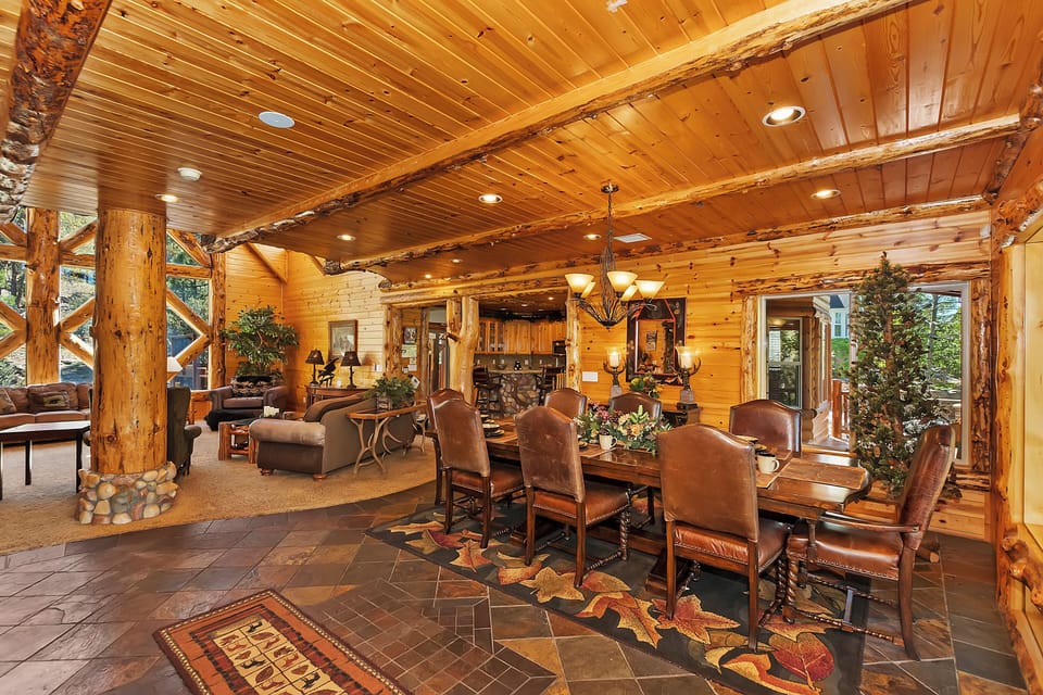 Central gathering area: great room, formal dining and kitchen