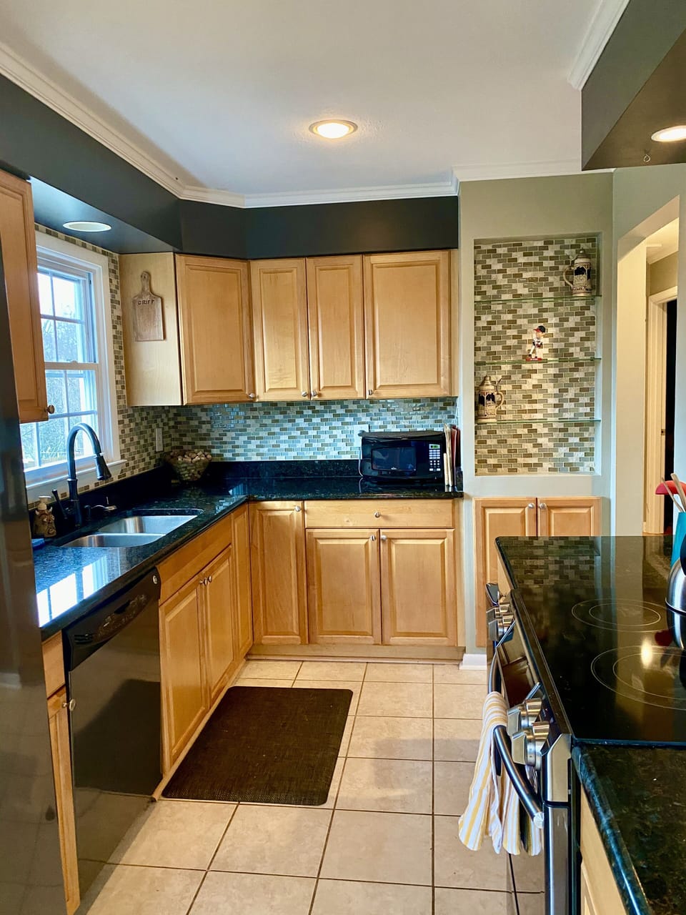 kitchen opens to the living room
