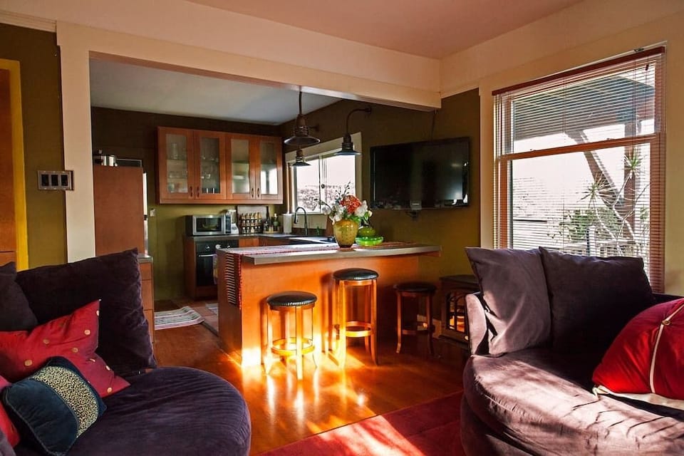 View of kitchen from living room.