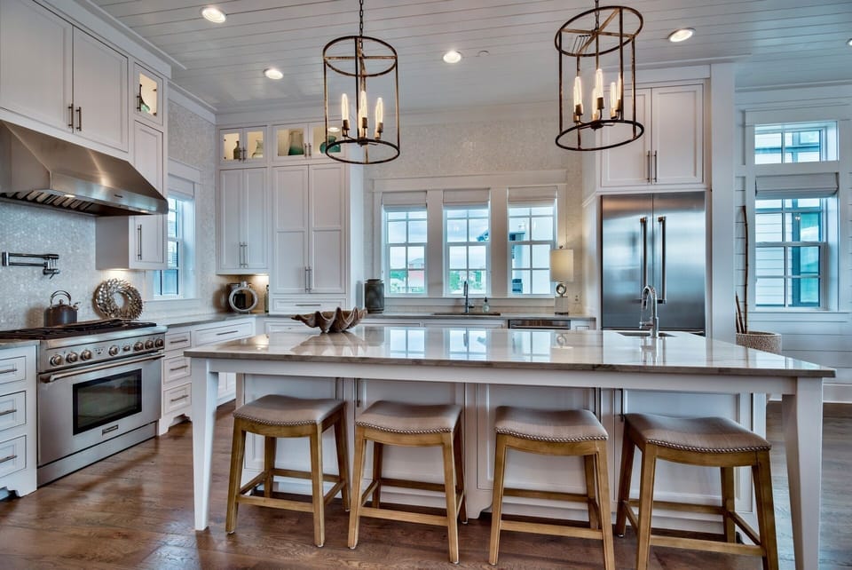 Enormous kitchen island with 2nd sink and seating for four
