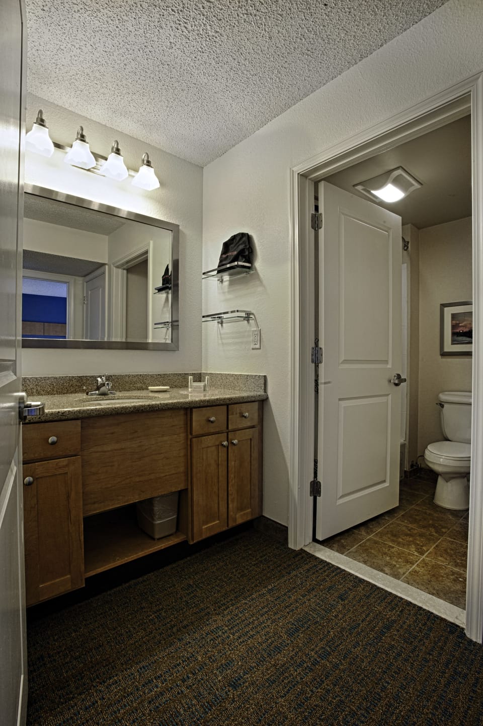 Combined shower/tub, free toiletries, hair dryer, towels