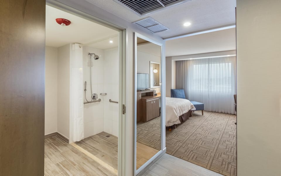 Room, 1 Queen Bed, Accessible | Bathroom shower