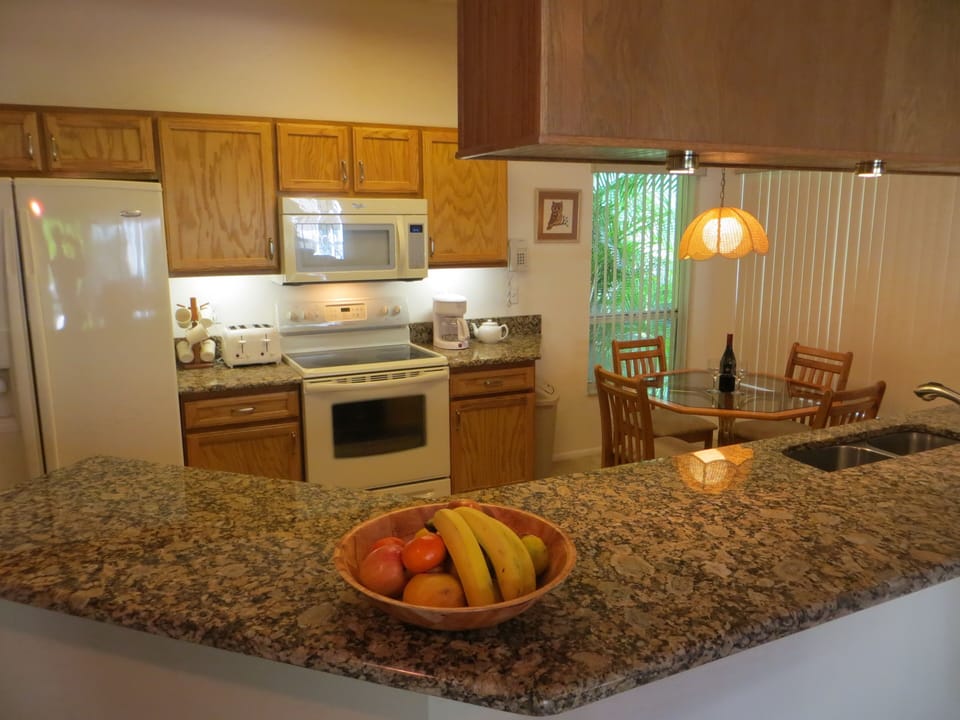 Our kitchen has granite counter tops