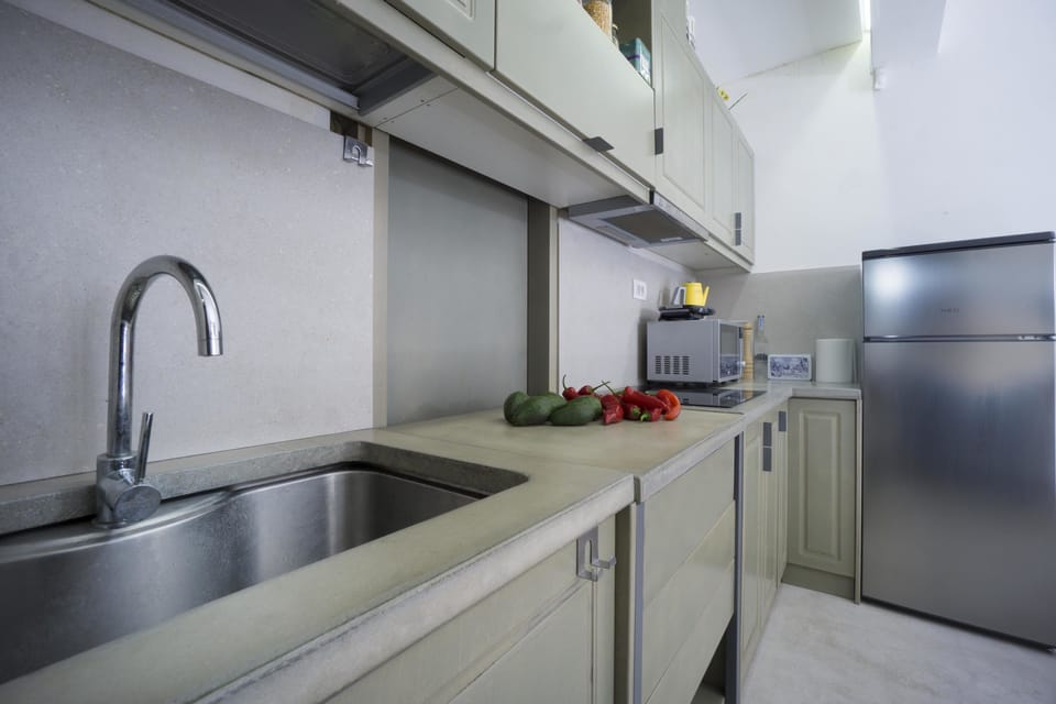 Apartment, 1 Bedroom, Ground Floor (Athinon) | Private kitchen | Full-size fridge, microwave, stovetop, coffee/tea maker