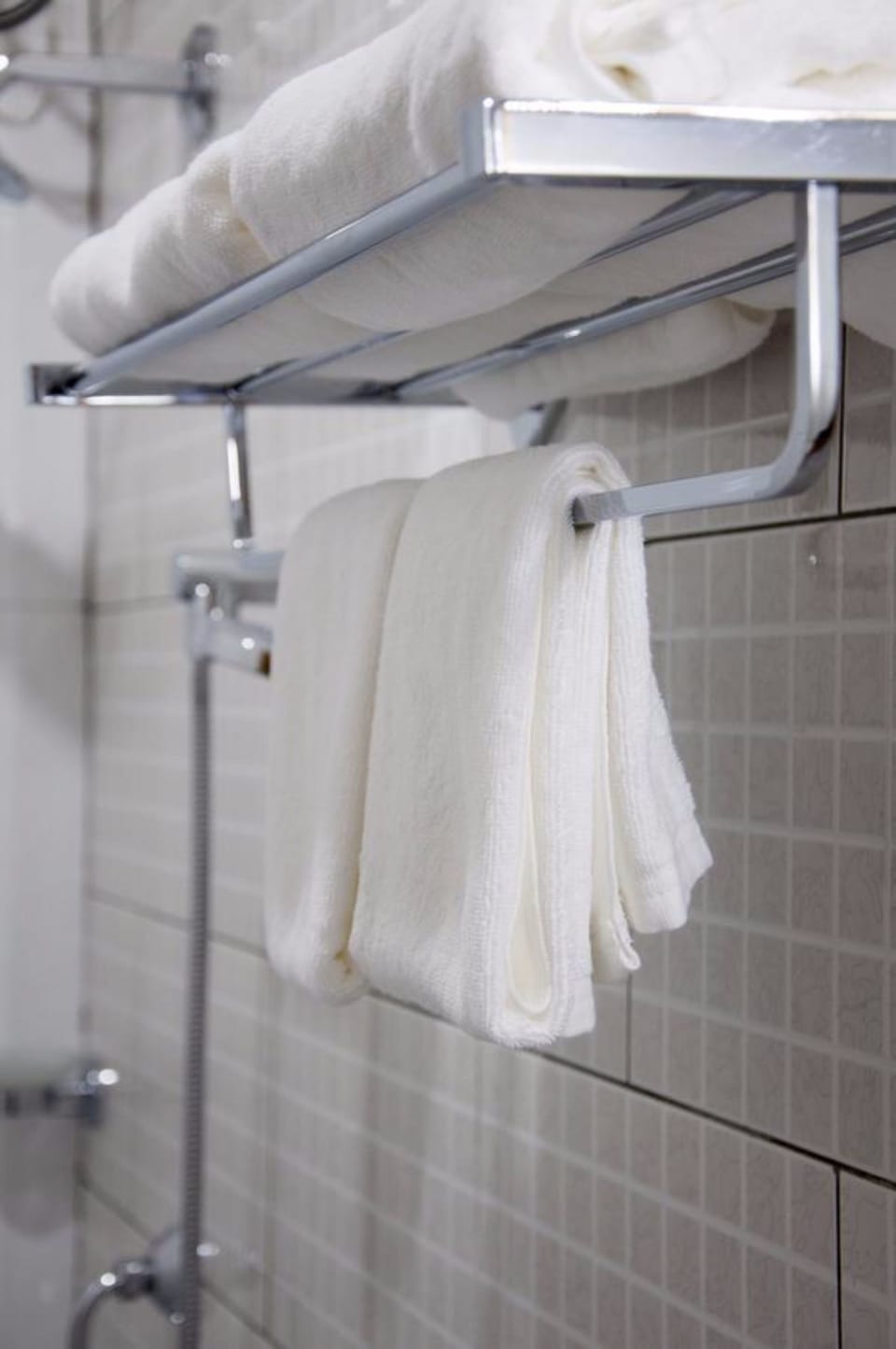 Shower, free toiletries, slippers, towels