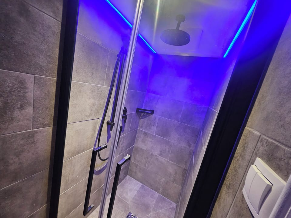 Souterrain Mini Apartment ohne Frühstück | Bathroom | Rainfall showerhead, hair dryer, towels