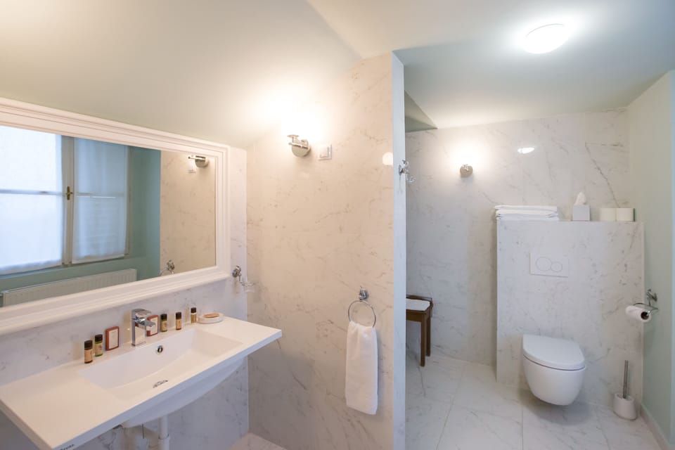 Junior Suite, 1 Queen Bed | Bathroom | Free toiletries, hair dryer, towels