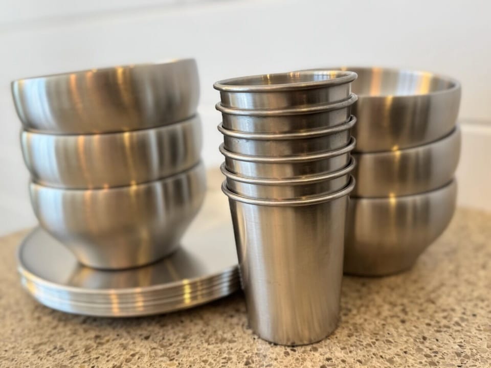 Kids' stainless steel dishware is durable, safe and easy to clean