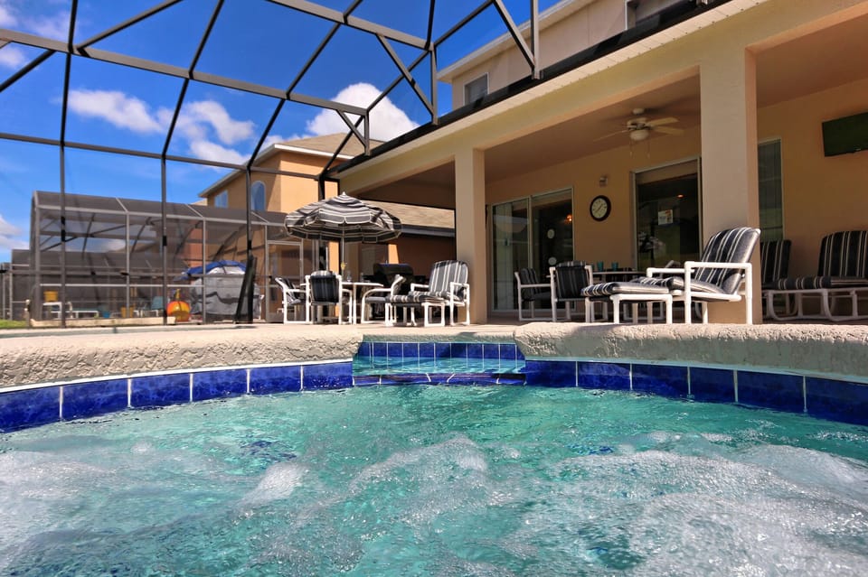 Raised spa for relaxing after a hard day at the theme parks, 
