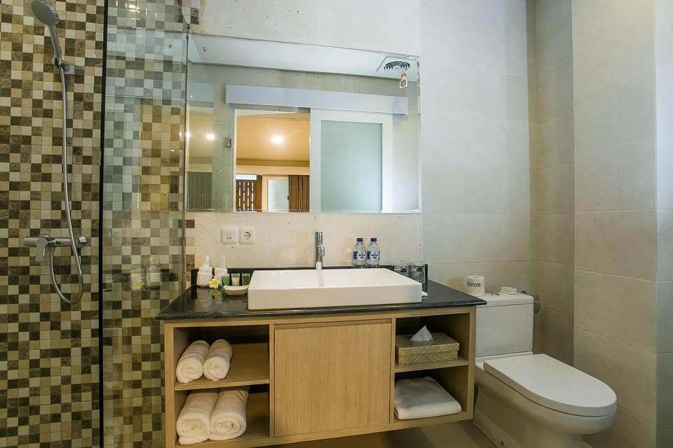Shower, slippers, towels