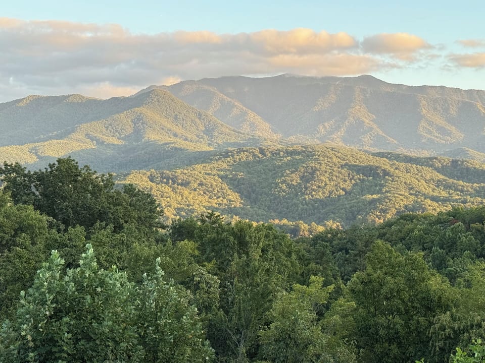 As the sun sets the mountains are painted in a golden glow- time to decompress!