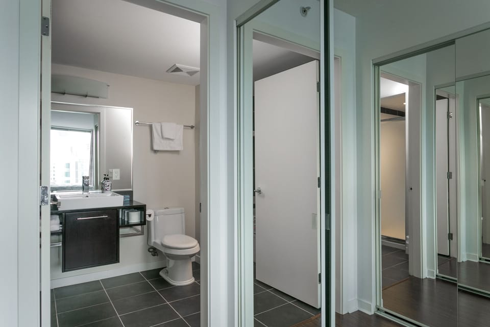 Master bathroom deep soaker tub