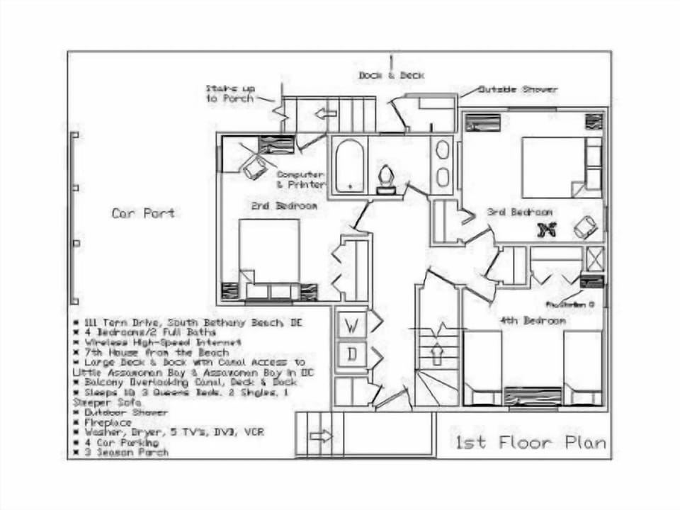 The first floor plan.....now with all queen beds