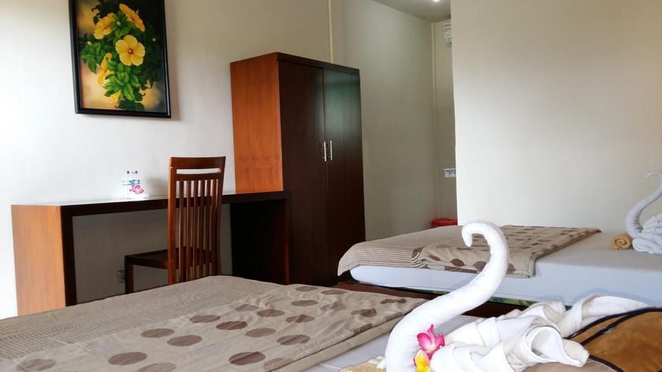 Desk, free WiFi, bed sheets