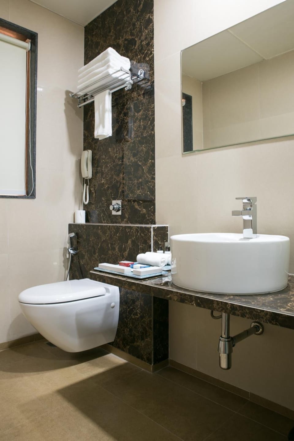 Shower, free toiletries, hair dryer, slippers