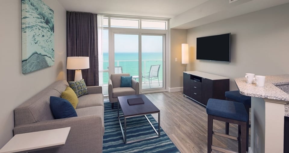 Living room with access to Oceanfront balcony
