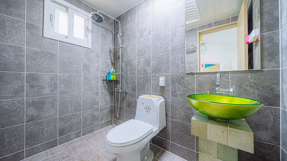 Double Room (Room 204) | Bathroom | Shower, free toiletries, hair dryer, slippers