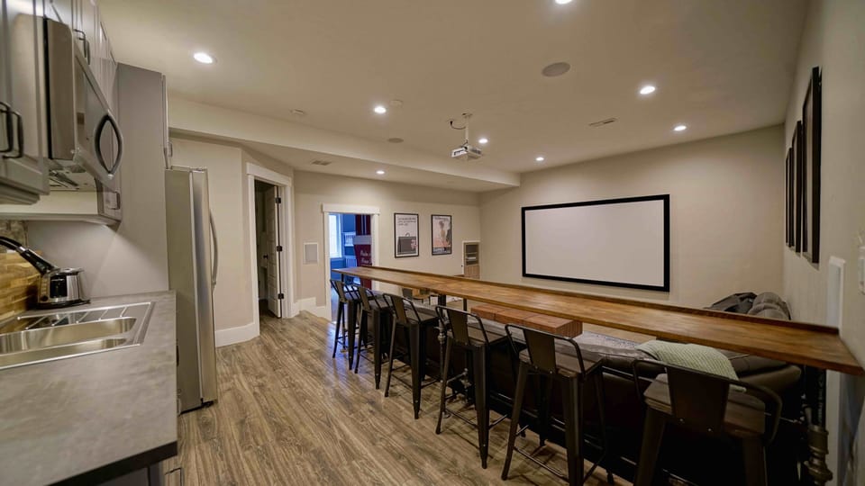 The bar in the movie room is great for entertaining kids or adults alike