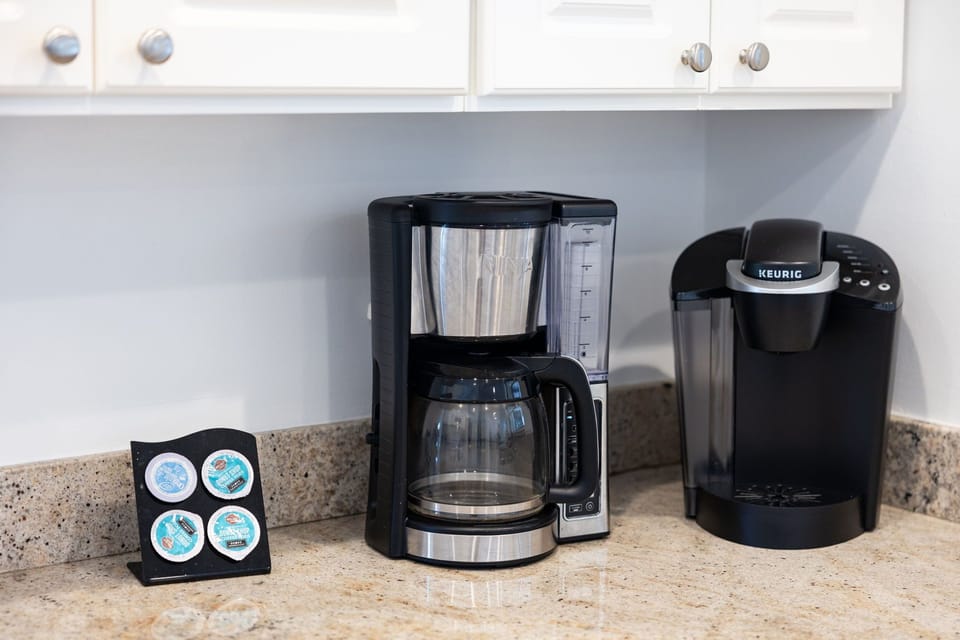 Two types of coffee makers.