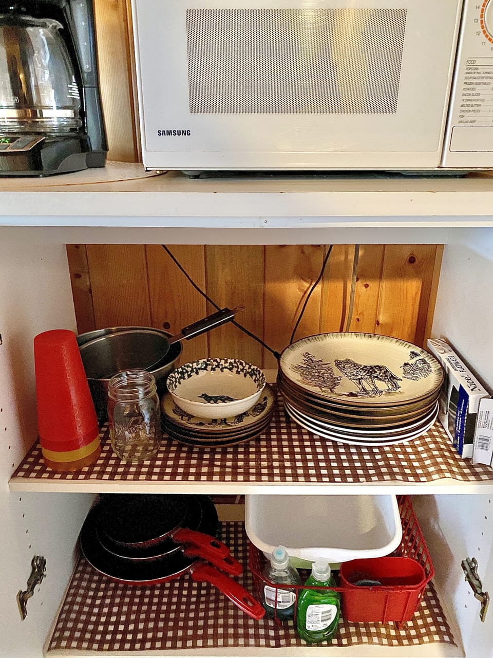 Dishes, pots and pans, and glasses 