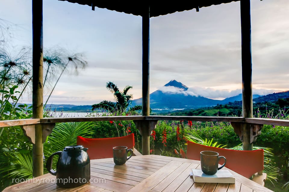 Imagine waking with coffee in your gazebo overlooking the lake and volcano.