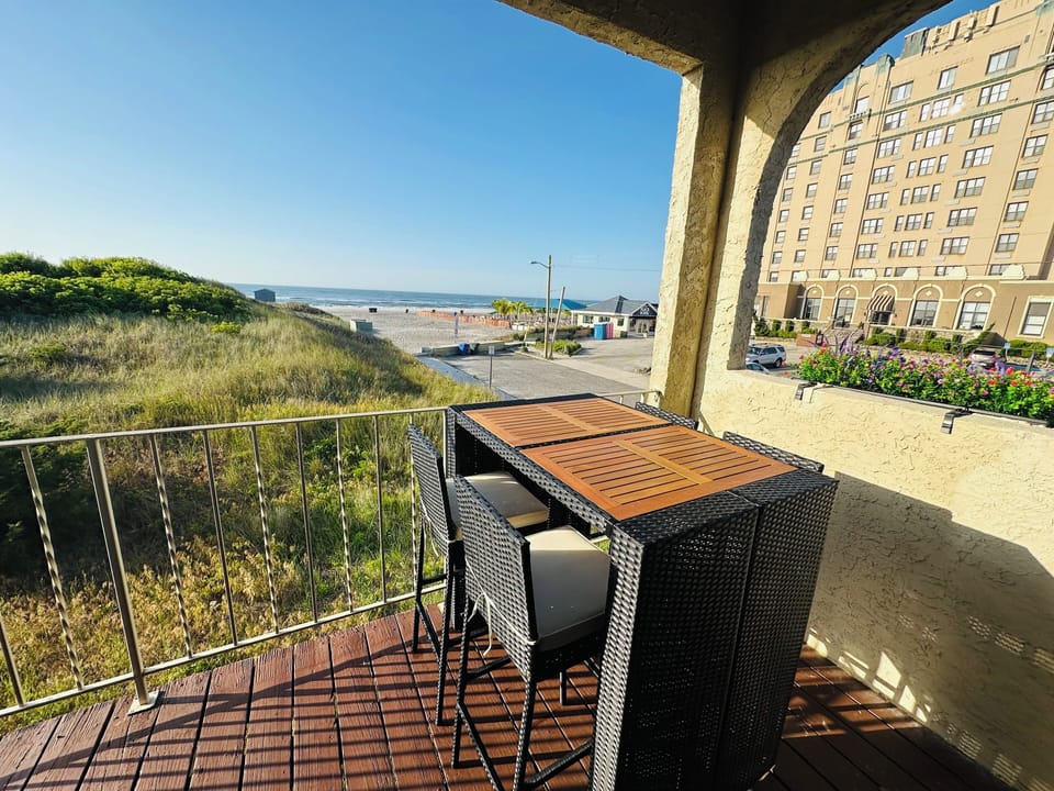 Beautiful ocean views from 2nd floor oceanfront deck. Perfect for morning coffee