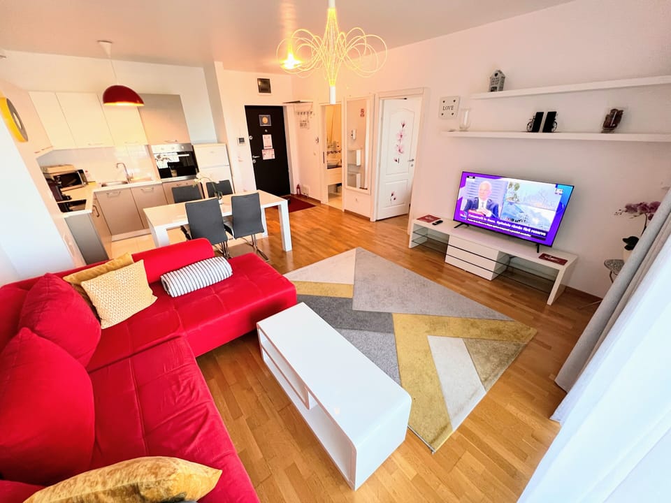Basic Apartment, 1 Queen Bed with Sofa bed | Living area | LED TV