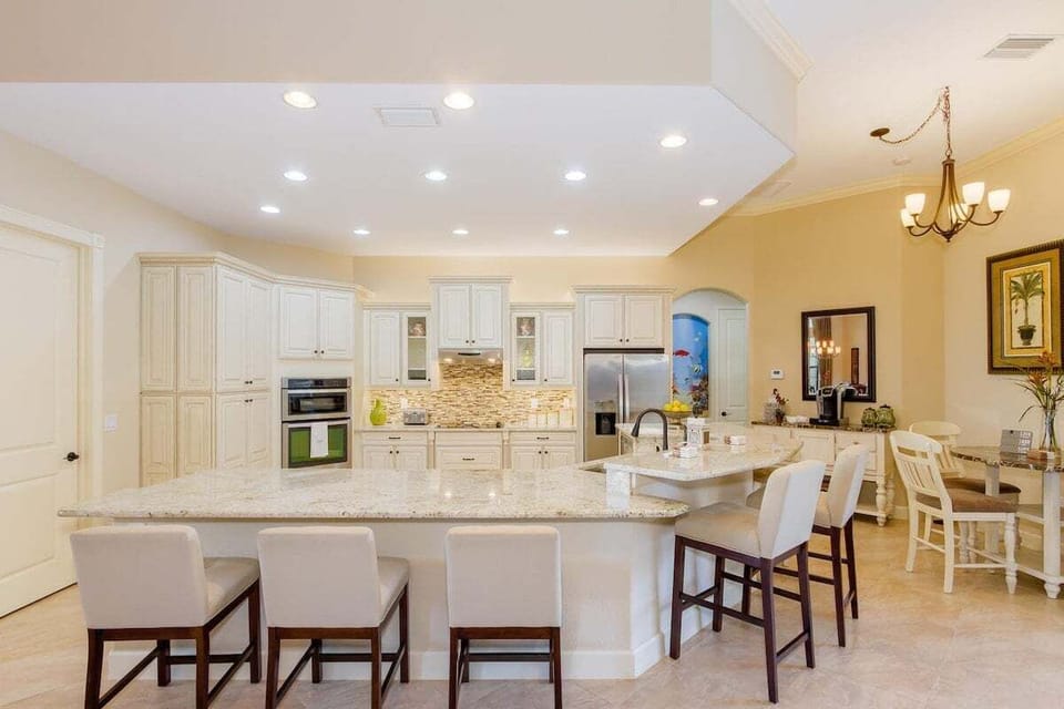 Breathtaking kitchen with huge sit down island