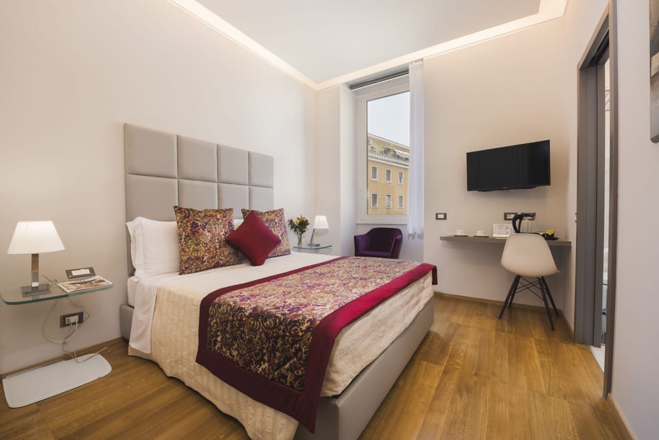 Deluxe Double Room, 1 Queen Bed, Accessible, City View | Premium bedding, minibar, in-room safe, desk