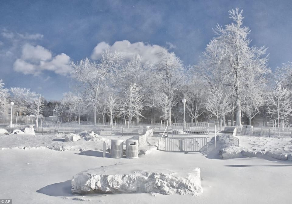 snow covered park at  Niagara Falls