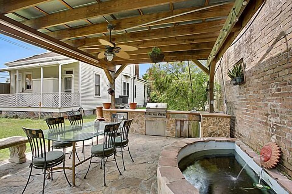 rear patio and yard