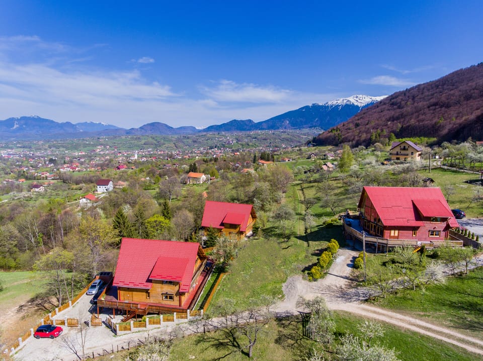 View of the chalets from the drone