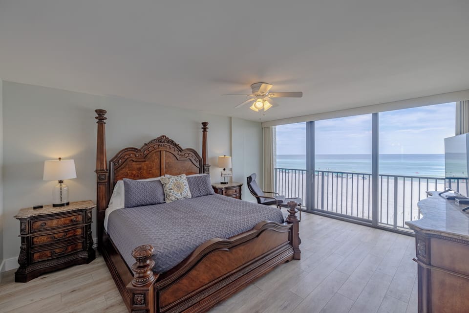 Comfortable King bed in spacious bedroom