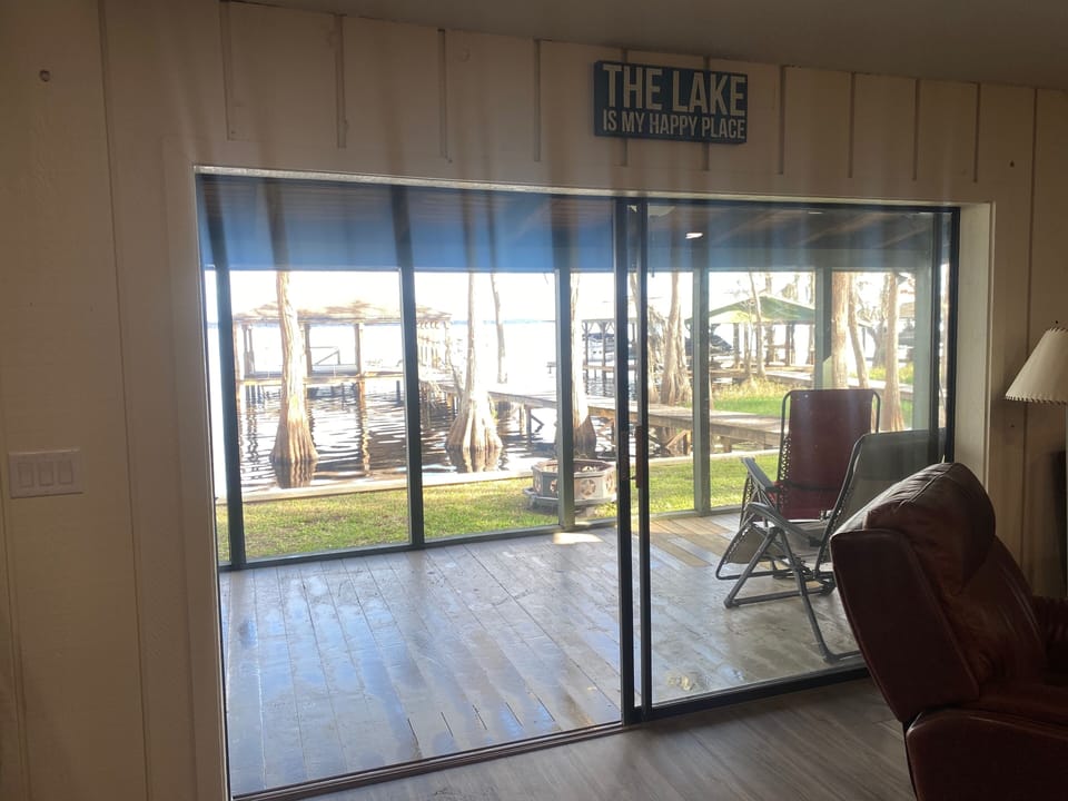 Lake Louisa through our large sliding glass door