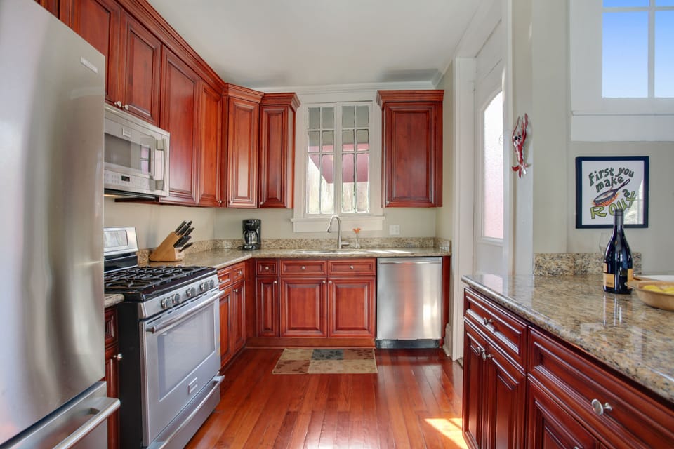 Chef's Kitchen with stainless steel appliances and granite countertops