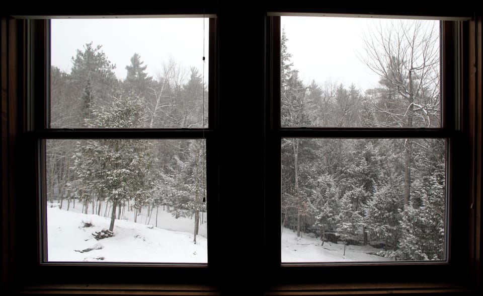 Wintery view of the brook from master seating area.