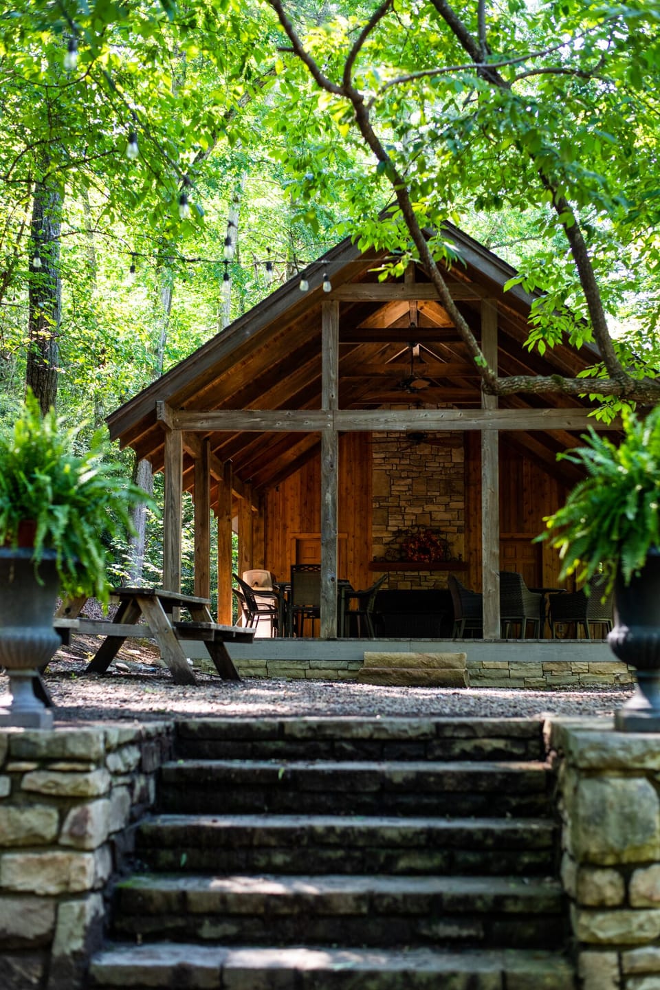 Stone steps leading to Pavilion and Guest Cabin