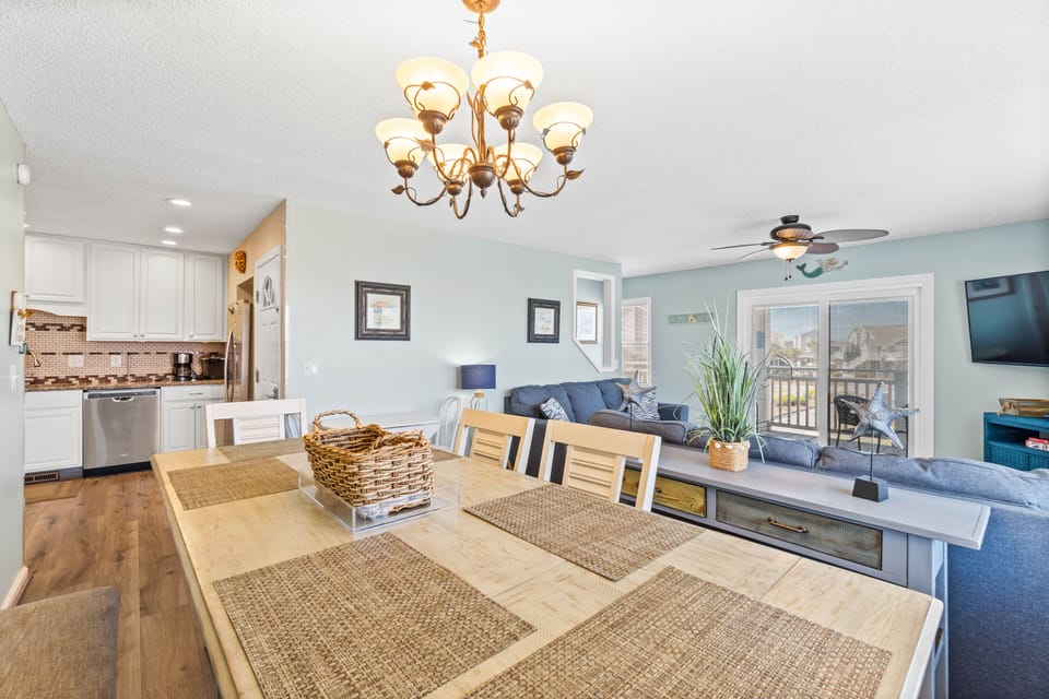 Brand new dining table with additional round table and deck dinging table