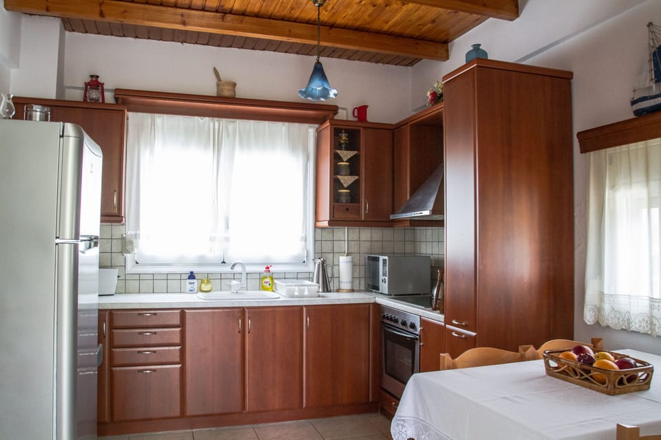 Villa, 4 Bedrooms, Private Pool (Anemos) | Private kitchen | Fridge, microwave, oven, stovetop
