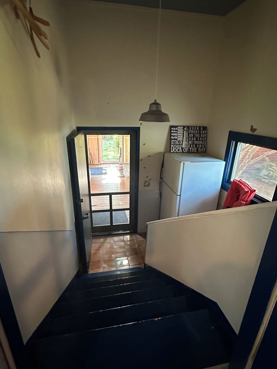 Your stairs to refrigerator and breezeway