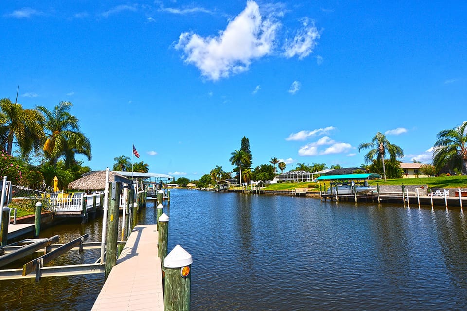 Wide canal leading to the Caloosahatchee River and Gulf