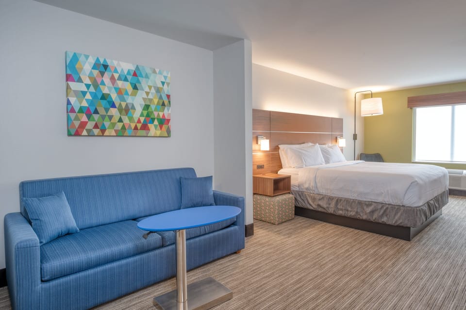 In-room safe, desk, iron/ironing board, cribs (free)
