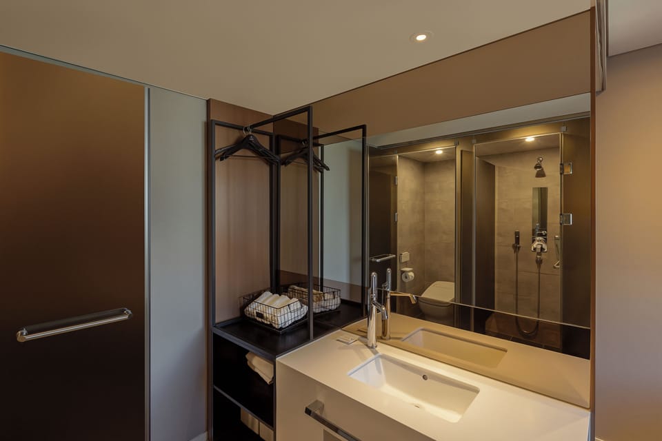 Hair dryer, bathrobes, slippers, bidet