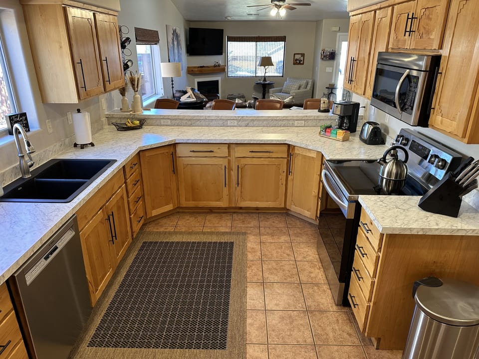 Newly remodeled fully stocked kitchen with new appliances