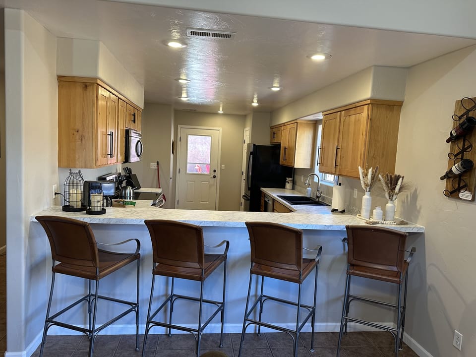 Huge kitchen with bar seating