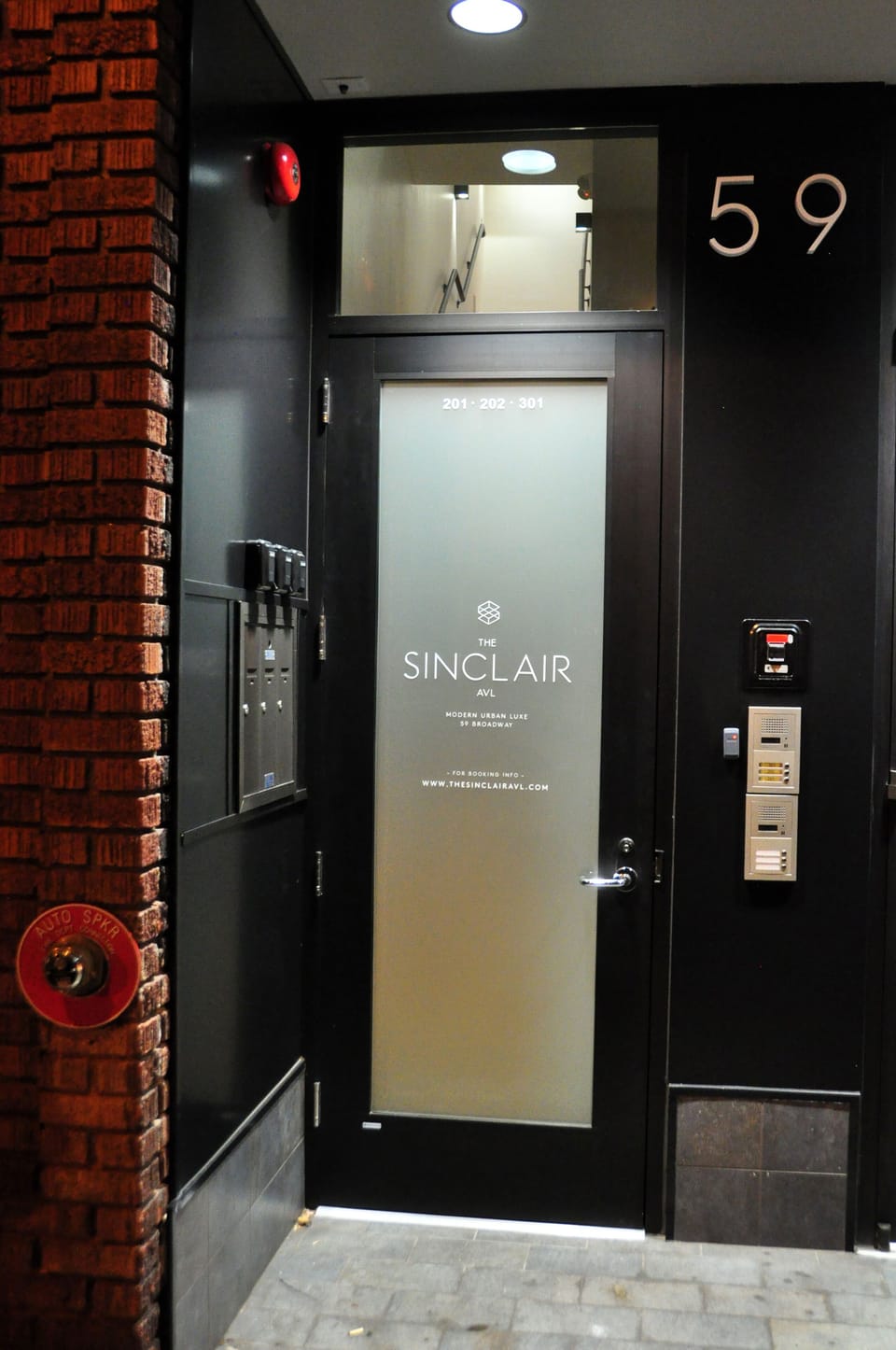 The Sinclair Asheville located at 59 Broadway in the heart of downtown.