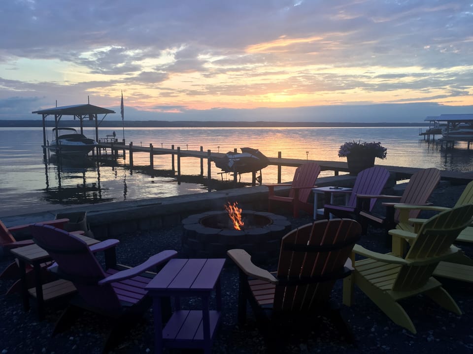 Campfires by sunset are an enjoyable family experience!
